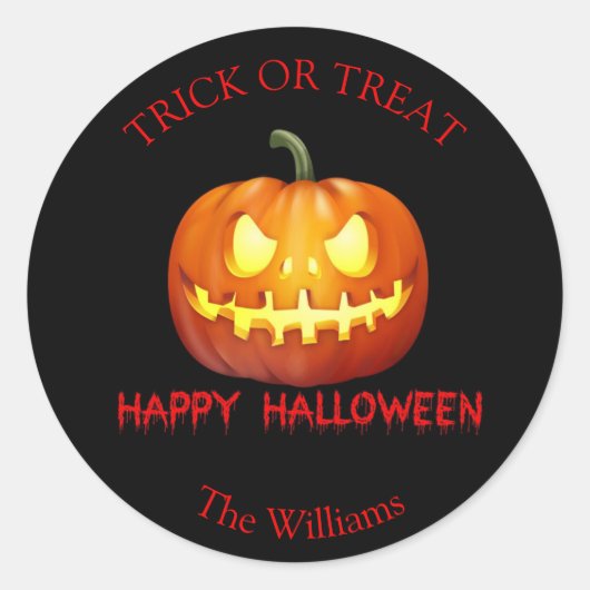 Sticker Rond Trick ou traiter Halloween Citrouille (Devant)