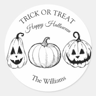 Sticker Rond Trick ou traiter Halloween Citrouille