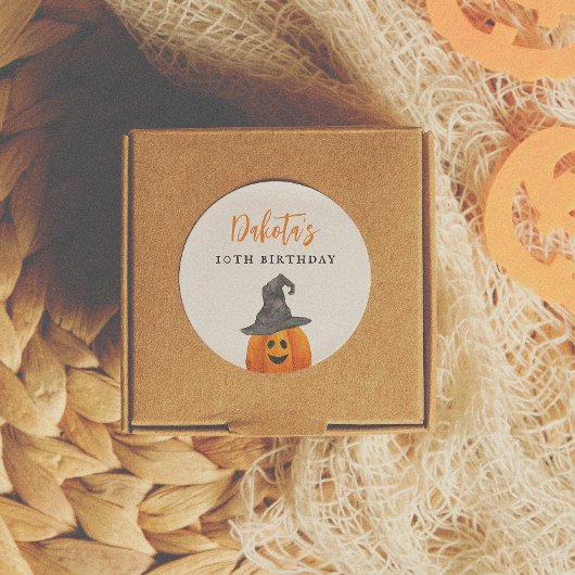 Sticker Rond Trick ou traiter Halloween Citrouille Anniversaire