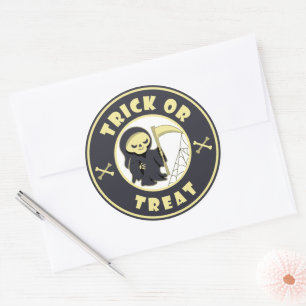 Sticker Rond Trick ou traiter Halloween griffeur caractère