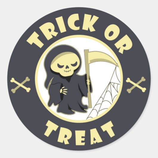 Sticker Rond Trick ou traiter Halloween griffeur caractère (Devant)