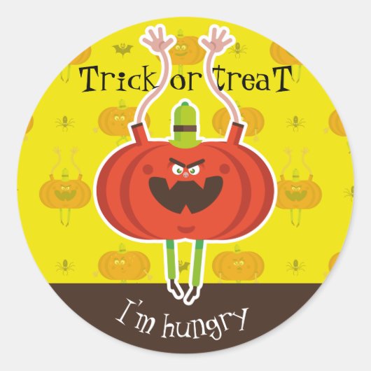 Sticker Rond Trick ou traiter j'ai faim (Devant)