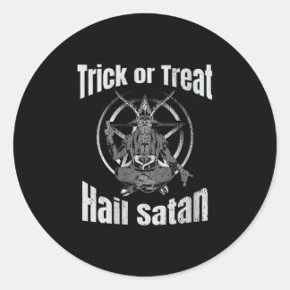 Sticker Rond Trick ou traiter la grêle Satan Pentagram Chèvre