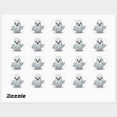 Sticker Rond Trick ou traiter mignonne Happy Halloween Ghost (Feuille)
