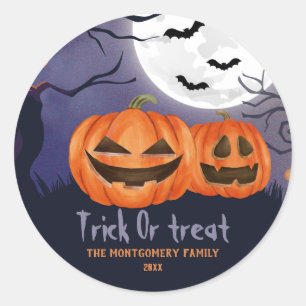 Sticker Rond Trick ou traiter Nom personnel Halloween Party