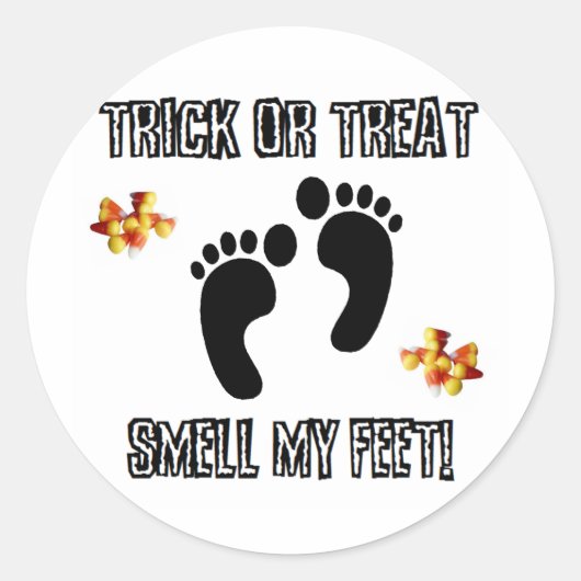 Sticker Rond Trick Ou Treat, Sentez Mes Pieds (Devant)