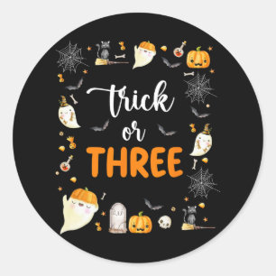 Sticker Rond Trick Ou Trois Anniversaire Fête 3e Anniversaire É