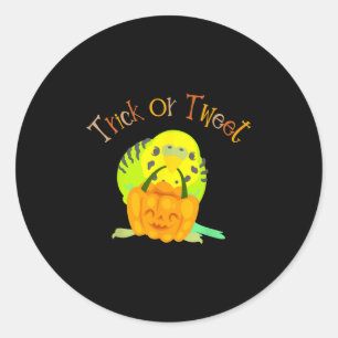Sticker Rond Trick Ou Tweet Parakeet Budgie Maman Oiseau Hallow