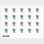 Sticker Rond Trick Rawr Treat Zombie T Rex Halloween Dinosaur (Feuille)