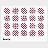 Sticker Rond Tricolor Diagonal Stripes (bleu, blanc et rouge) (Feuille)