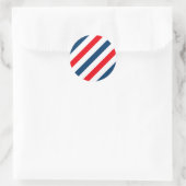 Sticker Rond Tricolor Diagonal Stripes (bleu, blanc et rouge) (Sac)