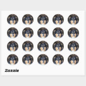 Sticker Rond Tricolor Sheltie face (Feuille)