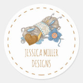 Sticker Rond Tricot artisanal artisanal en fils et Crochet (Devant)
