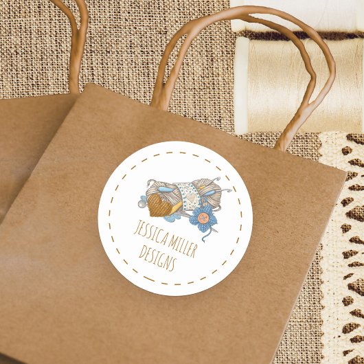 Sticker Rond Tricot artisanal artisanal en fils et Crochet