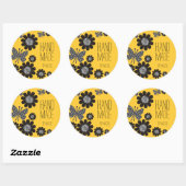 Sticker Rond Tricot papillon de couleur personnalisée aiguilles (Feuille)
