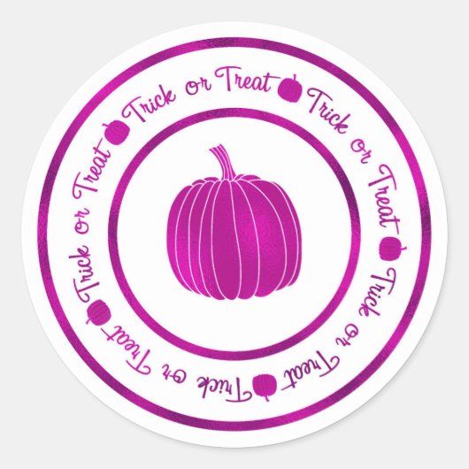 Sticker Rond Tricoter ou traiter et Citrouille Glam violet Hall (Devant)