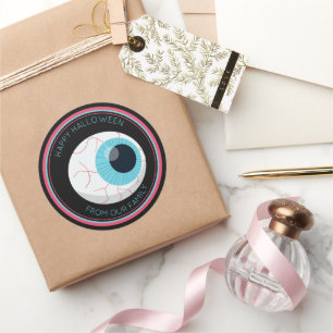 Sticker Rond Tricoter ou traiter Halloween Éffrayant Déplaisant