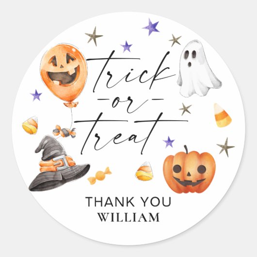 Sticker Rond Tricoter ou traiter Halloween fête d'anniversaire (Devant)
