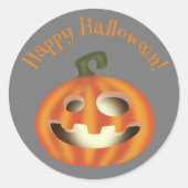 Sticker Rond Tricoter ou traiter le citrouille Halloween (Devant)