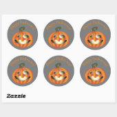 Sticker Rond Tricoter ou traiter le citrouille Halloween (Feuille)