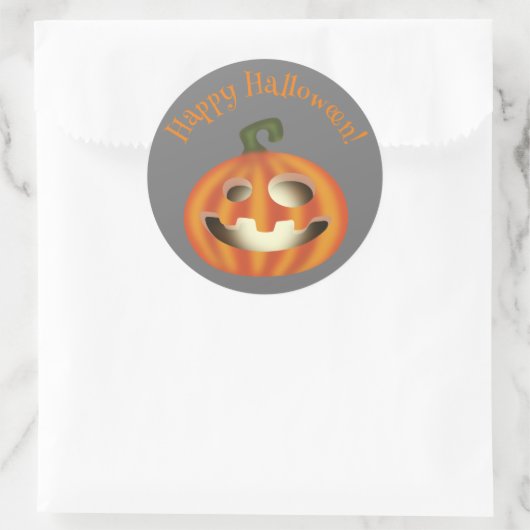 Sticker Rond Tricoter ou traiter le citrouille Halloween (Sac)
