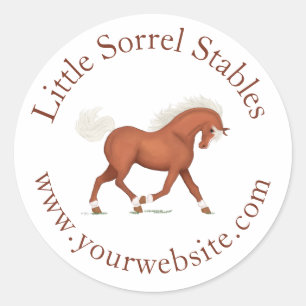 Sticker Rond Tricoter Sorrel Horse Circulaire Texte Personnalis
