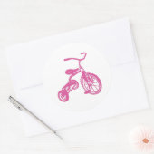Sticker Rond Tricycle rose pour enfants (Enveloppe)