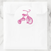 Sticker Rond Tricycle rose pour enfants (Sac)