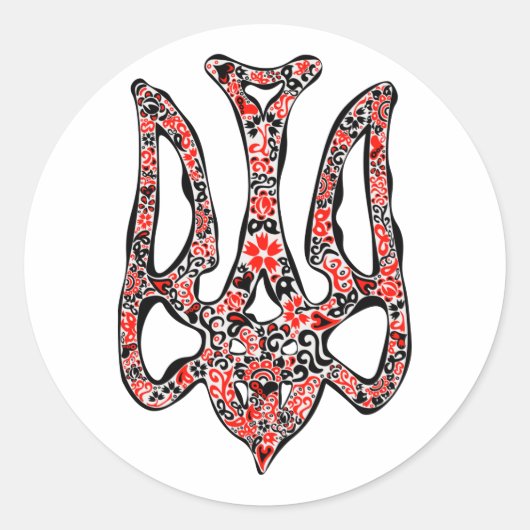 Sticker Rond Trident de l'emblème national ukrainien tryzub sty (Devant)