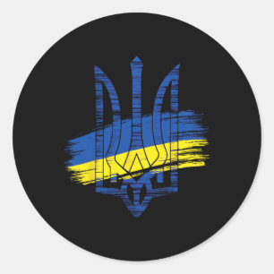Sticker Rond Trident du drapeau ukrainien Patriotique Héritage