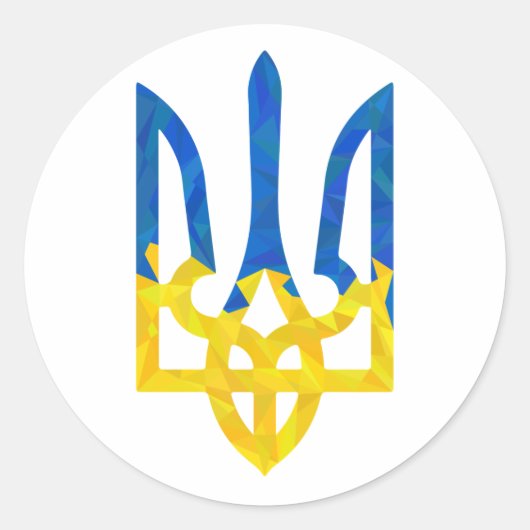 Sticker Rond Trident ukrainien polygonal faible (Devant)