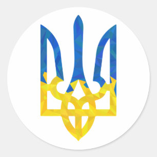 Sticker Rond Trident ukrainien polygonal faible