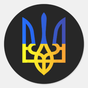 Sticker Rond Trident ukrainien Symbole national Drapeau ukraini