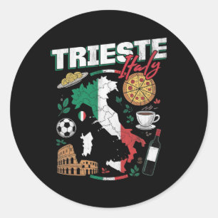 Sticker Rond Trieste Italie Italia Drapeau Italien Carte Souven