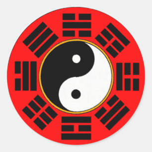 Sticker Rond Trigram Yin Yang de Feng Shui Bagua