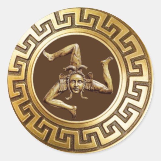 Sticker Rond Trinacria de Sicile (Bronze) (Devant)