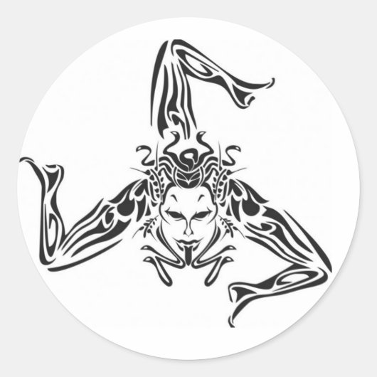 Sticker Rond Trinacria noir sur fond blanc (Devant)