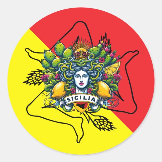Sticker Rond Trinacria sicilienne (Devant)