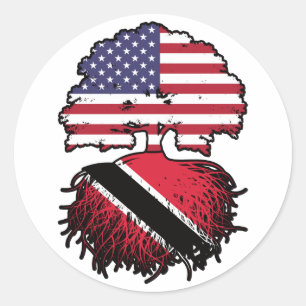 Sticker Rond Trinité-et-Tobago Trinidadien American USA Tree
