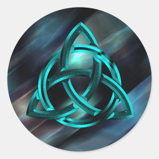 Sticker Rond Trinity Knot Celtic Blue Metal Parties scintillant (Devant)