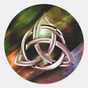 Sticker Rond Trinity Knot Celtic Blue Metal Parties scintillant