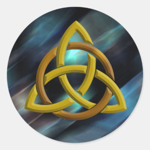 Sticker Rond Trinity Knot Celtic Blue Metal Parties scintillant