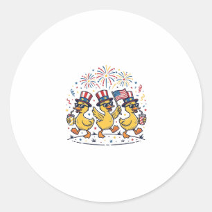 Sticker Rond Trio de canards patriotiques Chemise vintage 4 jui