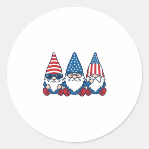 Sticker Rond Trio de gnomes patriotiques dessin de t-shirt vint