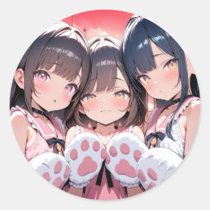 Sticker Rond Trio de pattes de fluffy