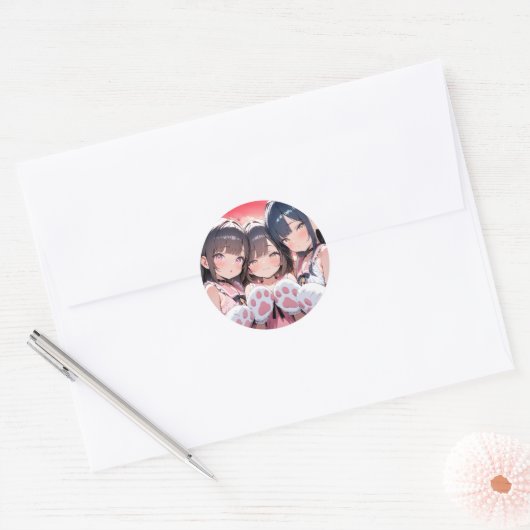 Sticker Rond Trio de pattes de fluffy (Enveloppe)