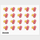 Sticker Rond trio hibiscus (Feuille)