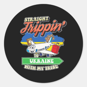 Sticker Rond Trip tout droit en Ukraine avec ma famille de trib