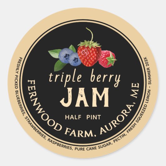 Sticker rond triple Berry (Devant)