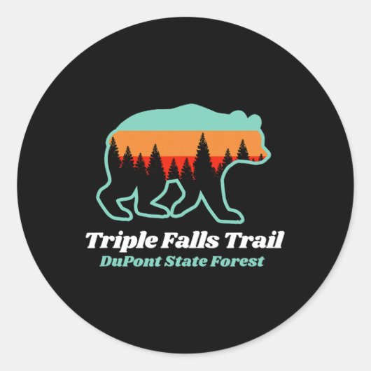 Sticker Rond Triple Falls Trail Dupont State Forest Bear Souven (Devant)